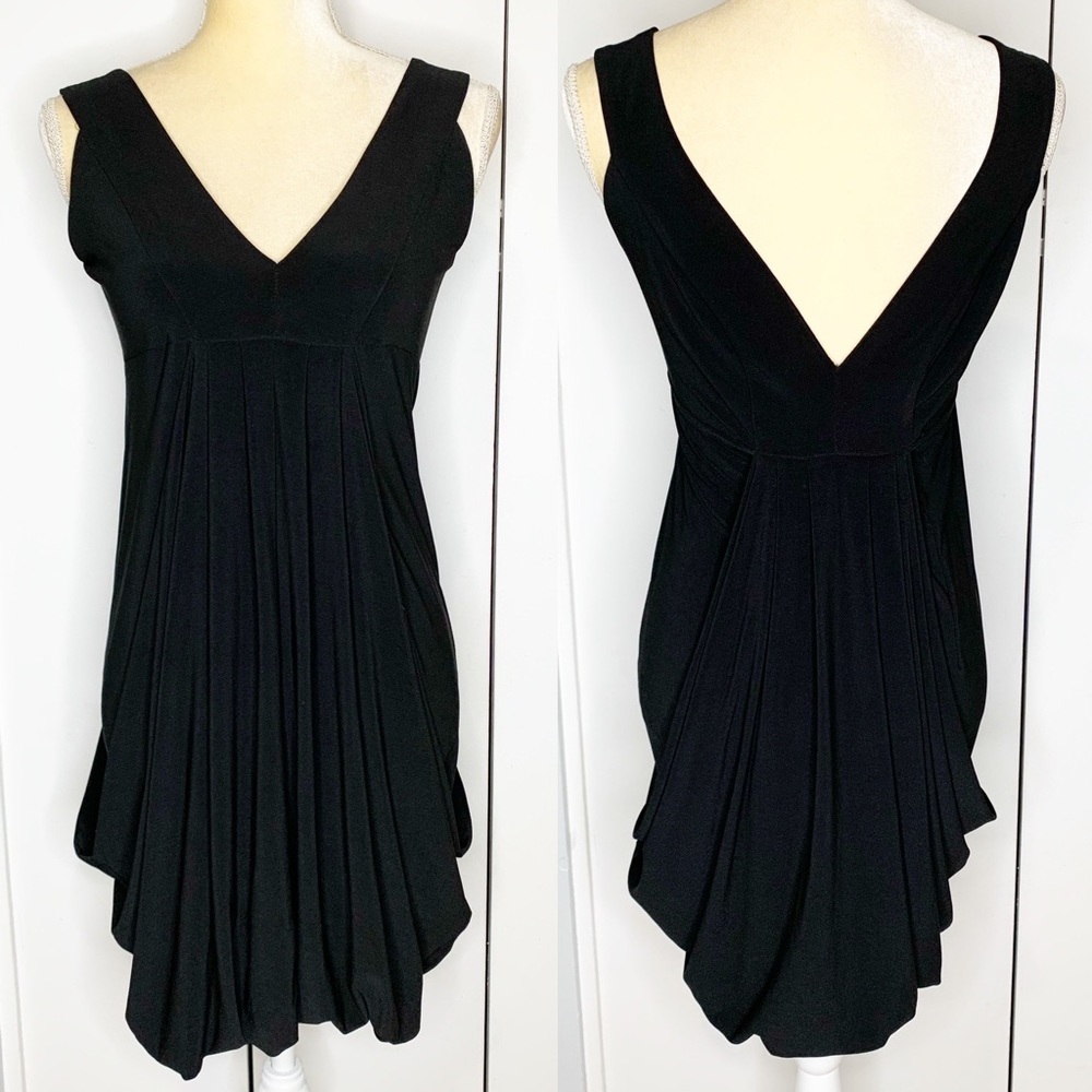 Tiana B Women Sexy Black Draped V Neck Mini Dress Wrap Shrug Small